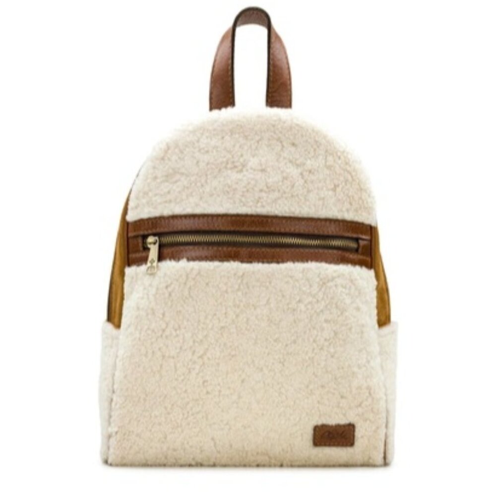 Patricia Nash Favani Sherpa Backpack Cognac Leather
